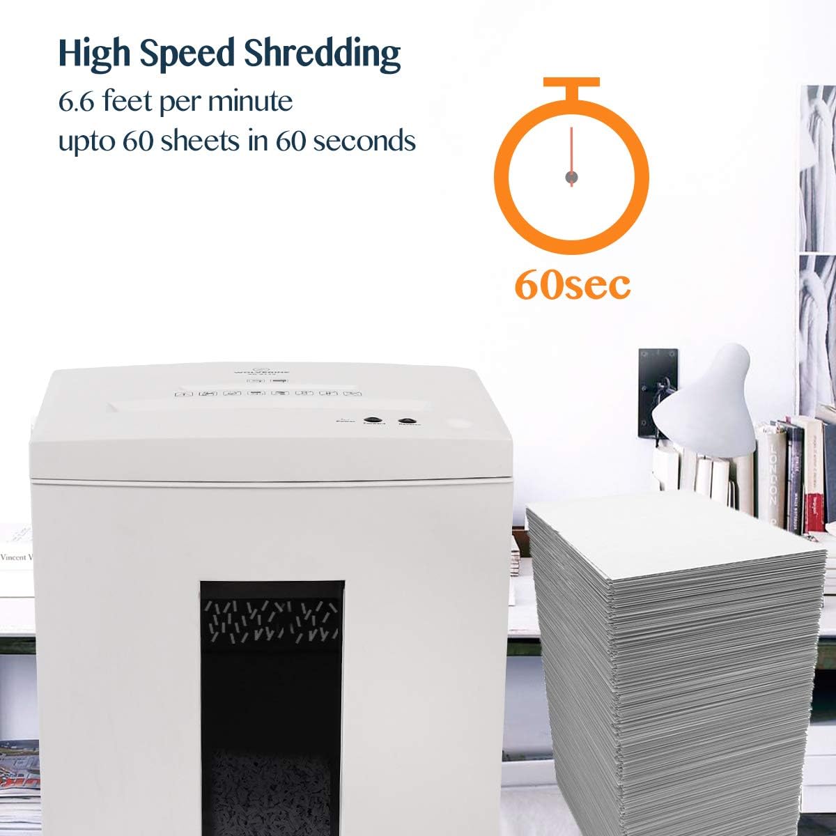 WOLVERINE SD9112 P5 Micro Cut Paper Shredder,10 Sheet,60Min,6 Gal, White
