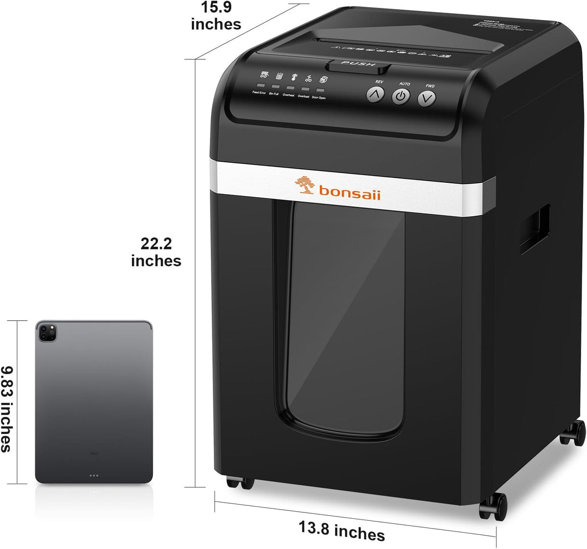 Bonsaii 200-Sheet Auto Feed Micro Cut Heavy Duty Paper Shredder for Office
