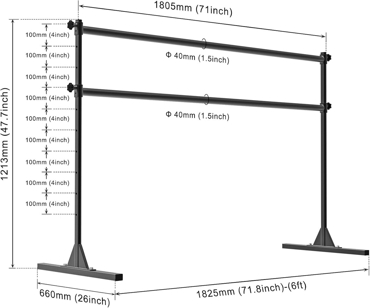 SELEWARE Height Adjustable Ballet Barre Freestanding Ballet Bar, 4/5/6 FT
