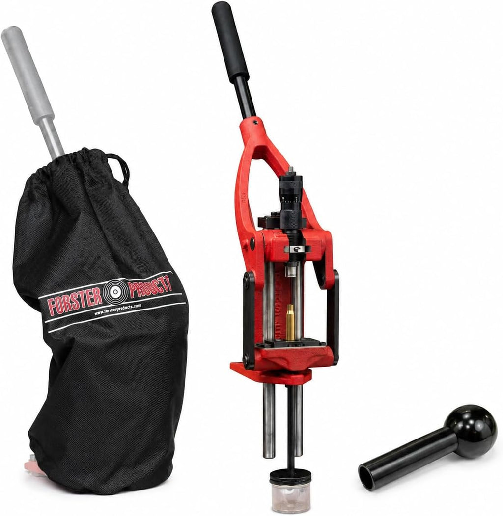 Forster Products Co-Ax Reloading Press Bundle with Protective Cover and Short Handle | Precision Reloading Press for Rifle & Pistol Ammunition