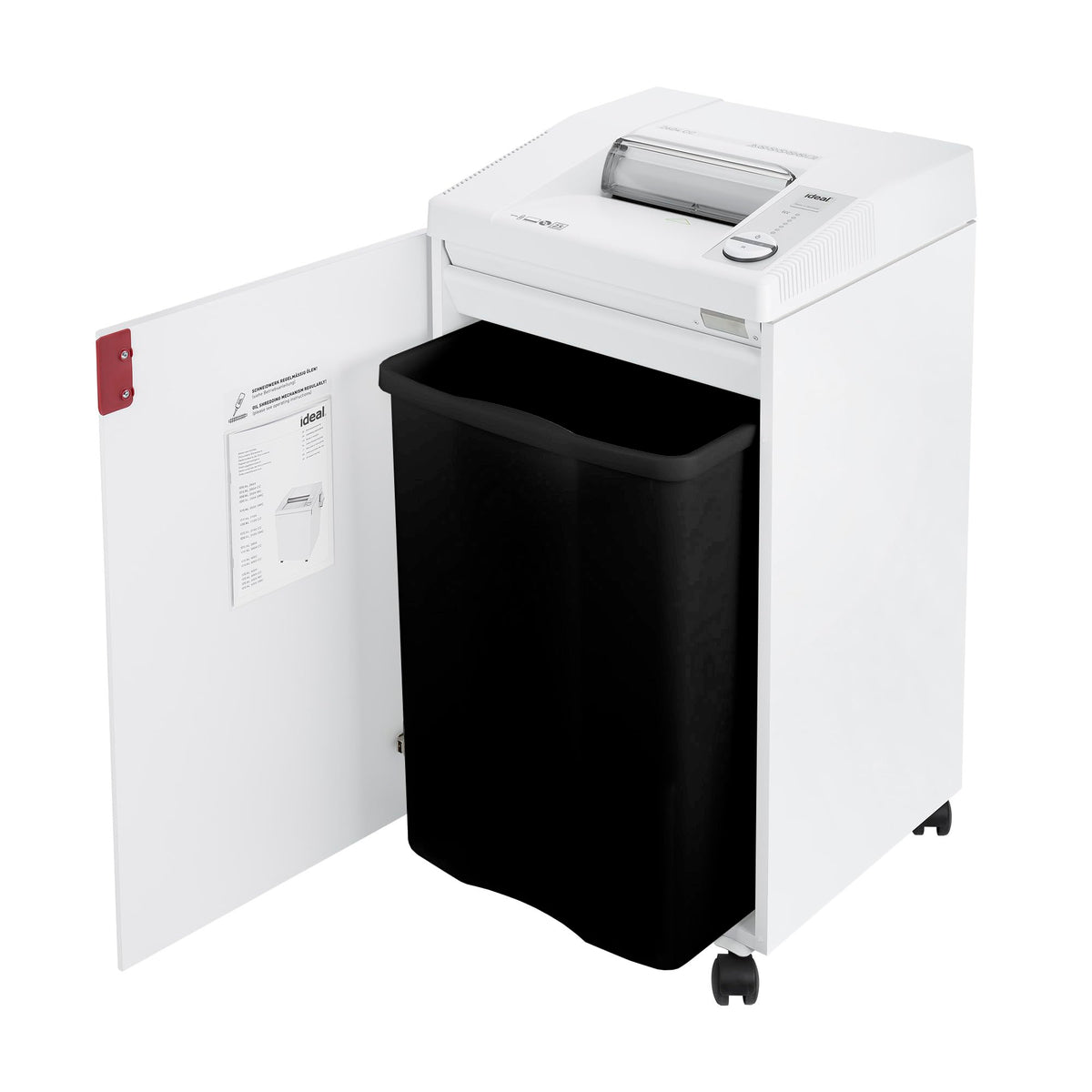 ideal. 2604 Cross-Cut Centralized Office Shredder with Automatic Oiler, Continuous Operation, 23 to 25 Sheet Feed Capacity, 26 gal Bin, Shred Staples/Paper Clips/Credit Cards/CDs/DVDs, P-4 Security