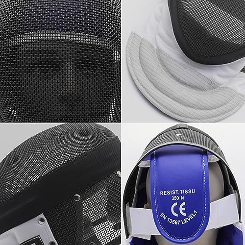 Fencing Mask, Fencing Protective Helmet with Padded Bib for Beginners Practice and Competition (M)