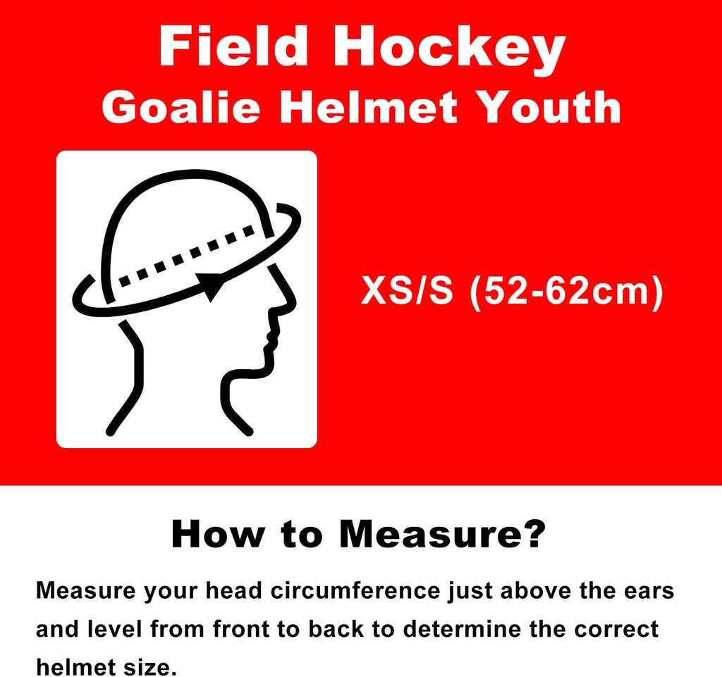 GY Field Hockey Goalie Helmet with Cage, Ice Hockey Goalie Face Mask for Youth, PC+ABS Shell/ 4.5mm A3 Steel Cage/ 10mm Foam Liner- XS