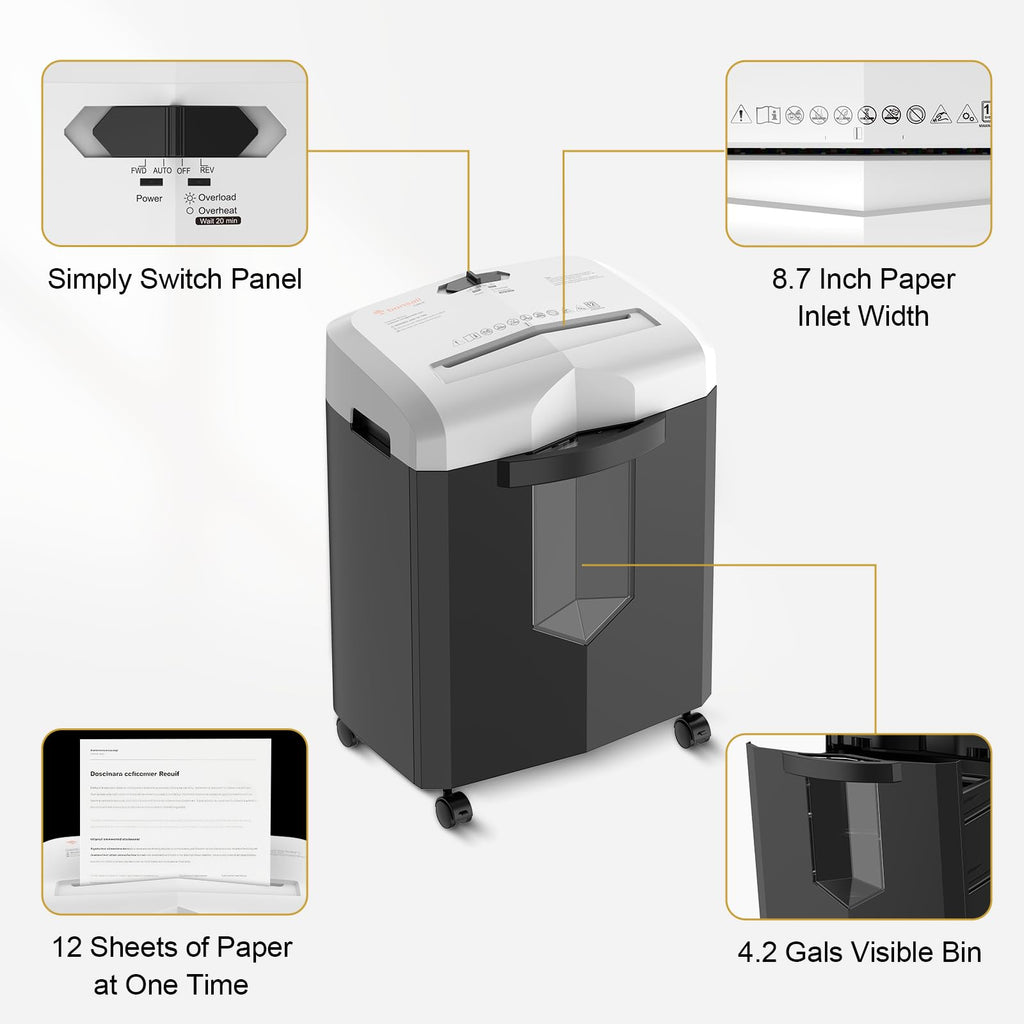 Bonsaii 12-Sheet Micro Cut Heavy Duty Paper Shredder for Home Office