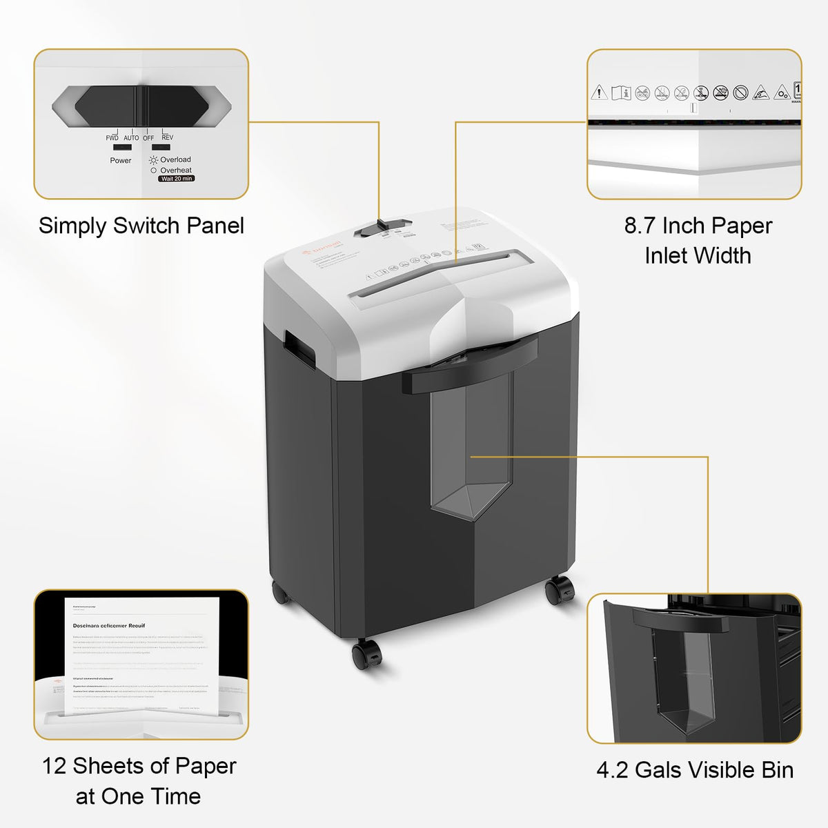 Bonsaii 12-Sheet Micro Cut Heavy Duty Paper Shredder for Home Office