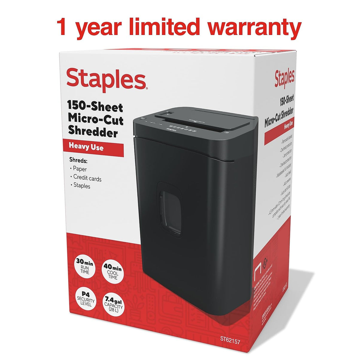 Staples 12-Sheet Micro-Cut Paper Shredder, High-Security, Anti-Jam, Black