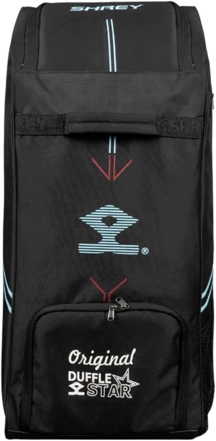SHREY Star Duffle 2.0 Wheelie Cricket Kitbag|Two Padded Bat Pockets|Highly Water Resistant|Mesh Panel