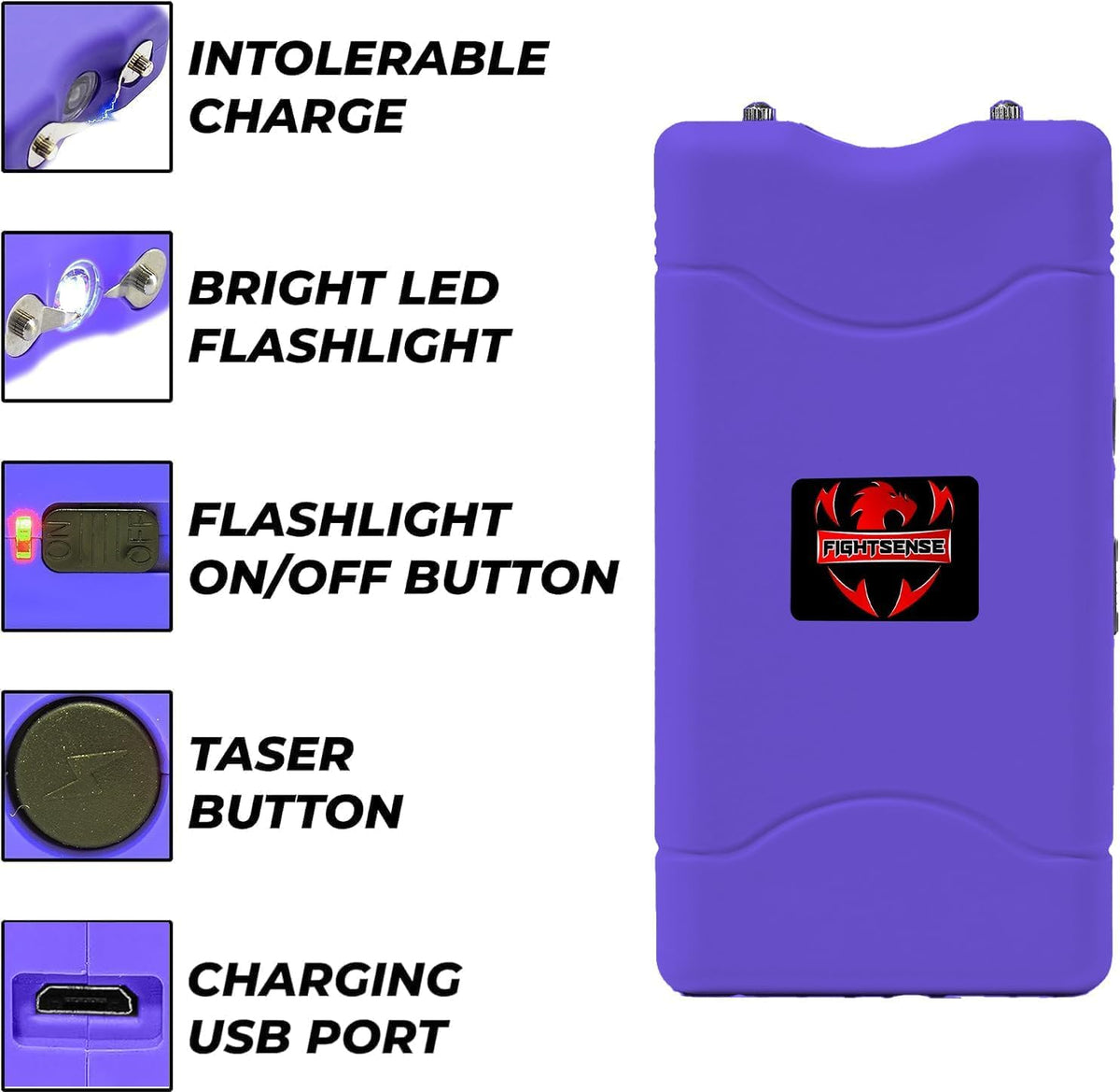 Wholesale Lot Super Heavy Duty Stun Gun for Self Defense with Bright Led Flashlight, Rechargeable Battery, Nylon Holsters with Belt Loop for Easy Cary