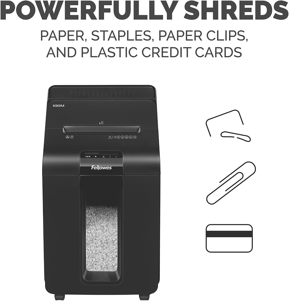 Fellowes AutoMax Micro-Cut 100M Commercial Office Auto Feed 2-in-1 Paper Shredder with 100-Sheet Capacity, Black