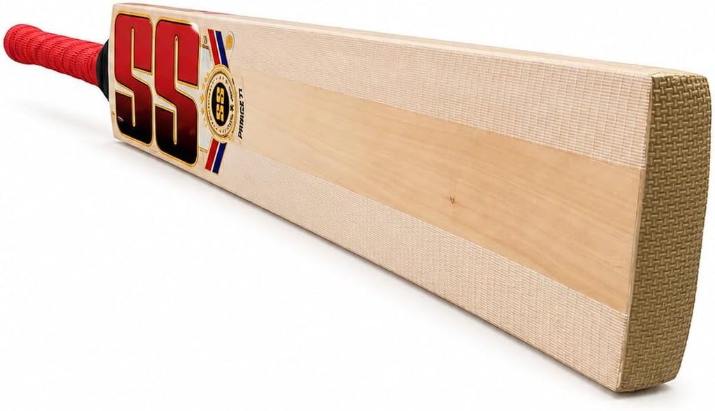 SS Prince 77 Kashmiri Willow Cricket Bat Grade 1, Hand Selected Willow, Made to Play with Leather and Hard Tennis Ball Cricket, Full Size - Short Handle, Men's Size