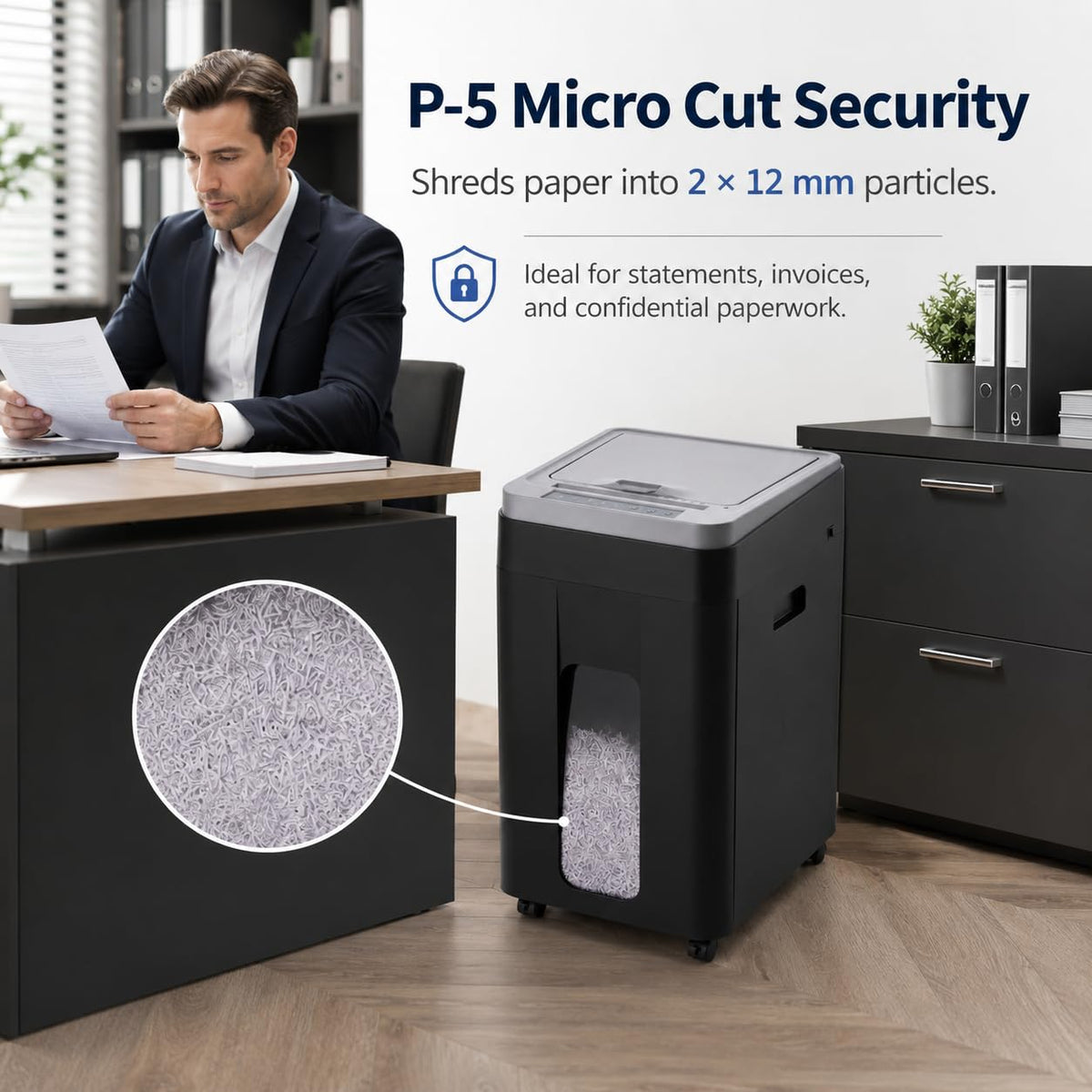Heavy Duty Paper Shredder 400-Sheet Auto Feed P5 Micro Cut