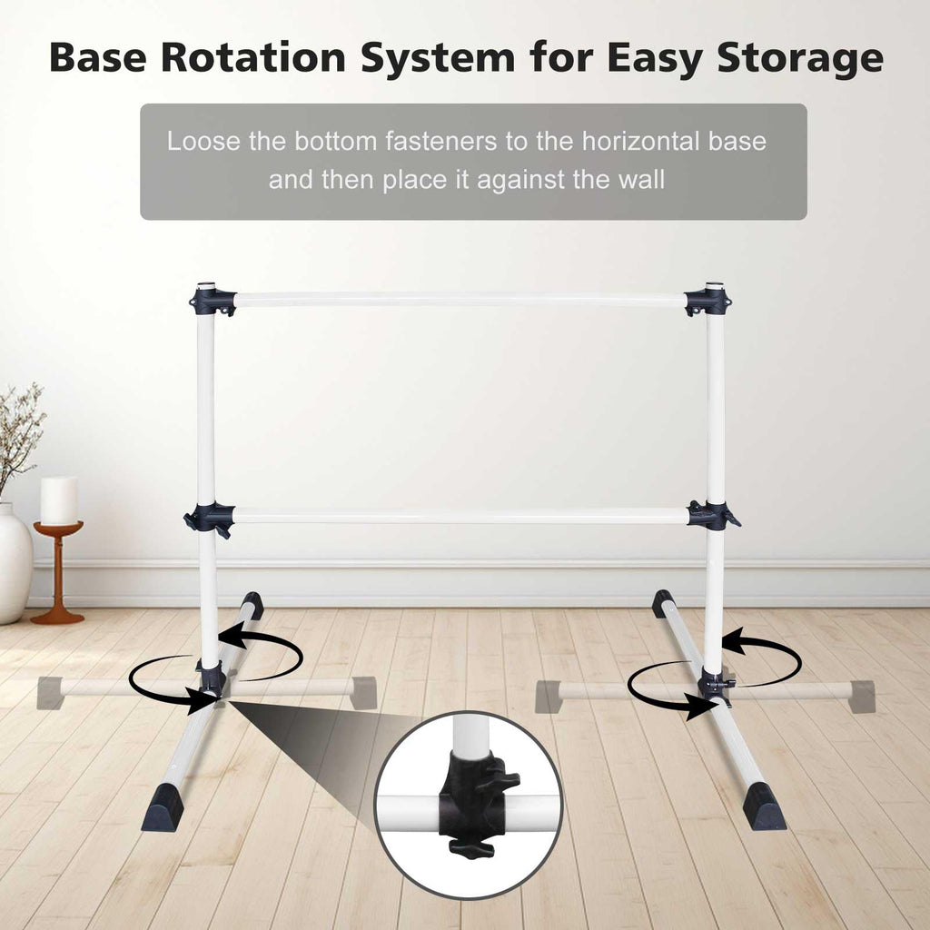 4FT/6FT Height Adjustable Double Ballet Barre, Freestanding Portable Stretching Dance Bar for Home, Heavy Duty Exercise Equipment for Kids & Adults with Anti-Slip Rubber Pads
