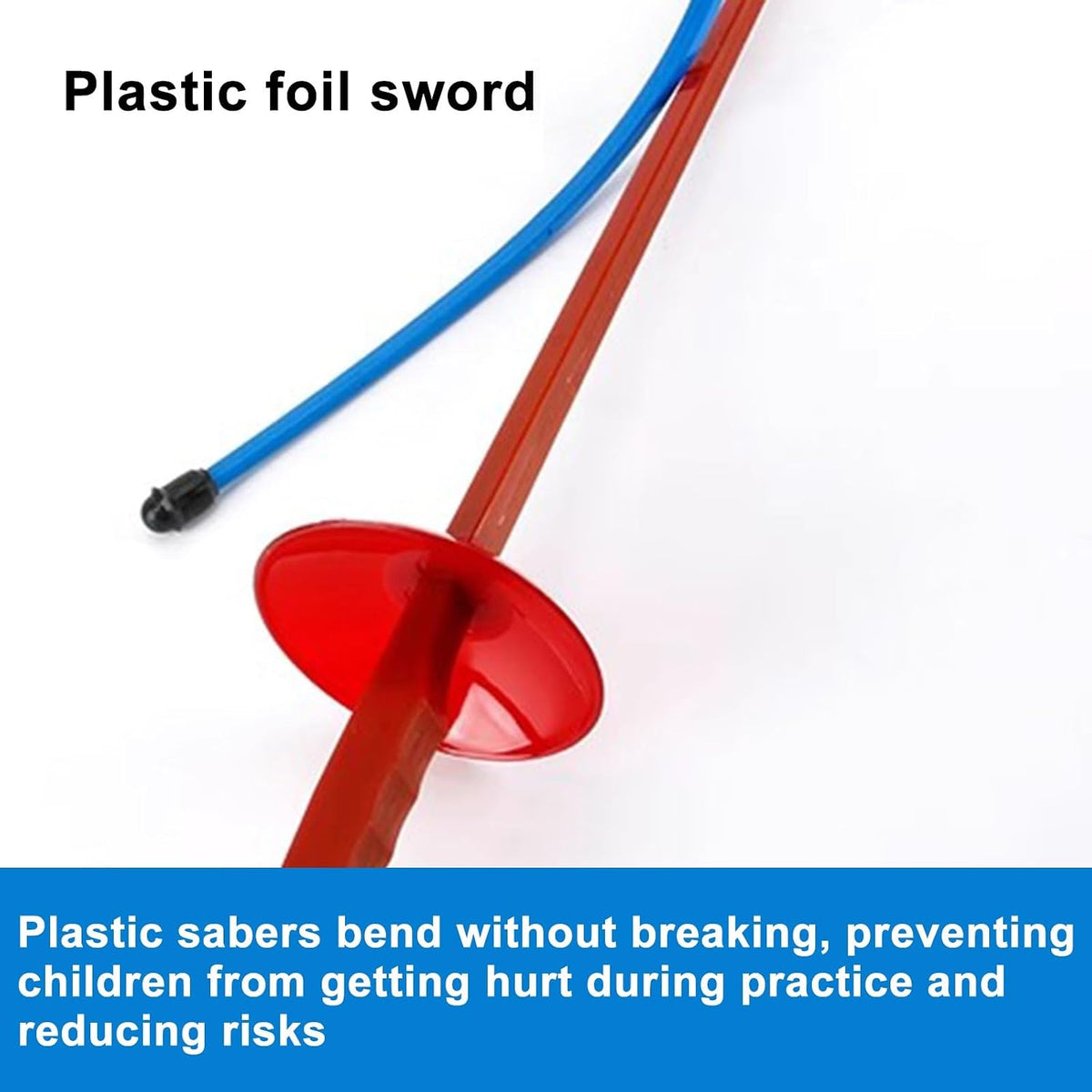 Fencing Practice Sword Kit, Children's Training Equipment, Protective Vest, Protective Mask, 38.6" Plastic Fencing Foil with Sound(Blue)