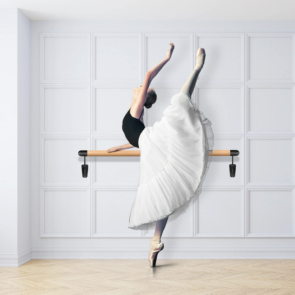 SELEWARE 4-12 FT Wood Ballet Barre Wall Mount Ballet Bar Dance Bar for Home