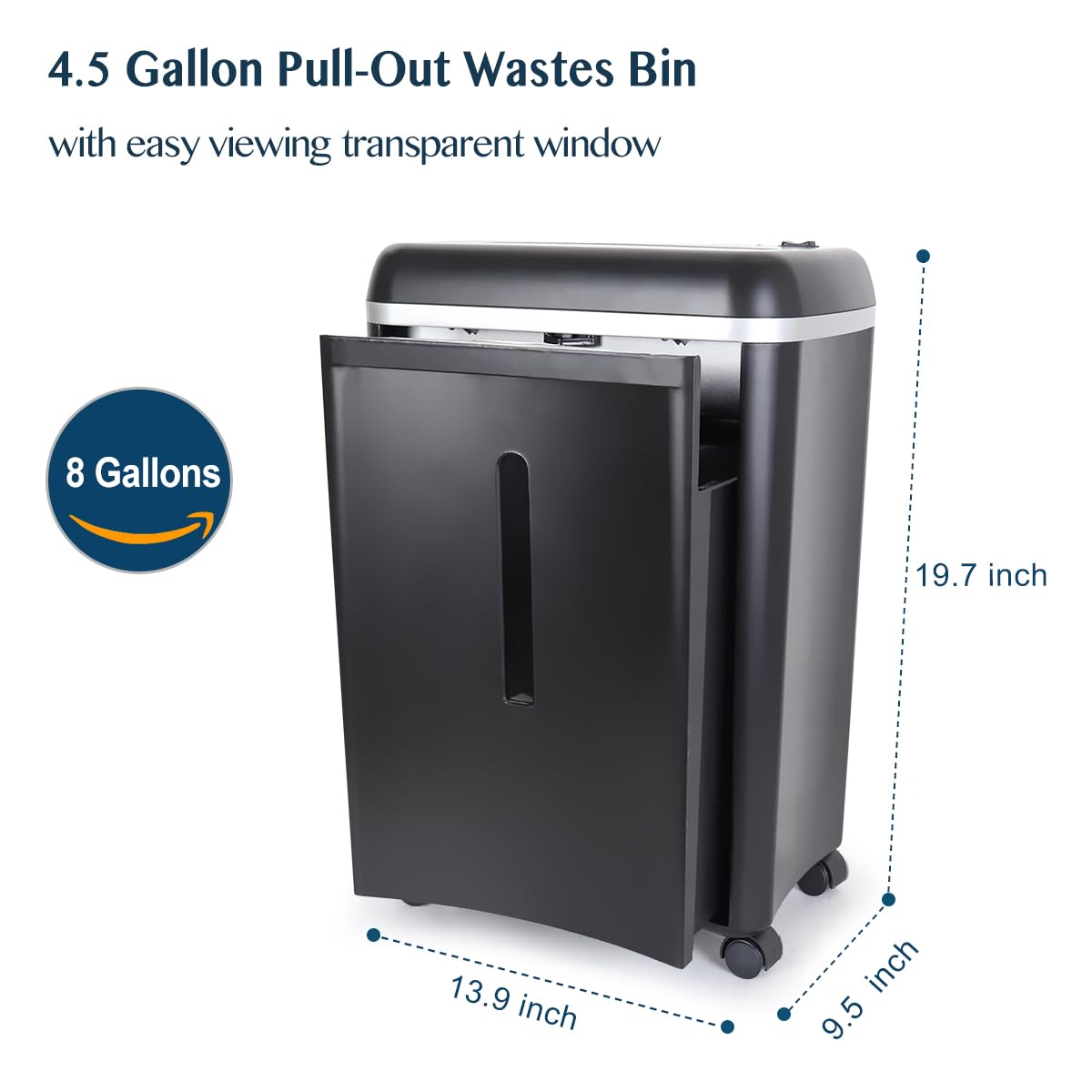 WOLVERINE SD9520 P5 Super Micro Cut Shredder, 15-Sheet, 2x10mm, 8Gal, Black