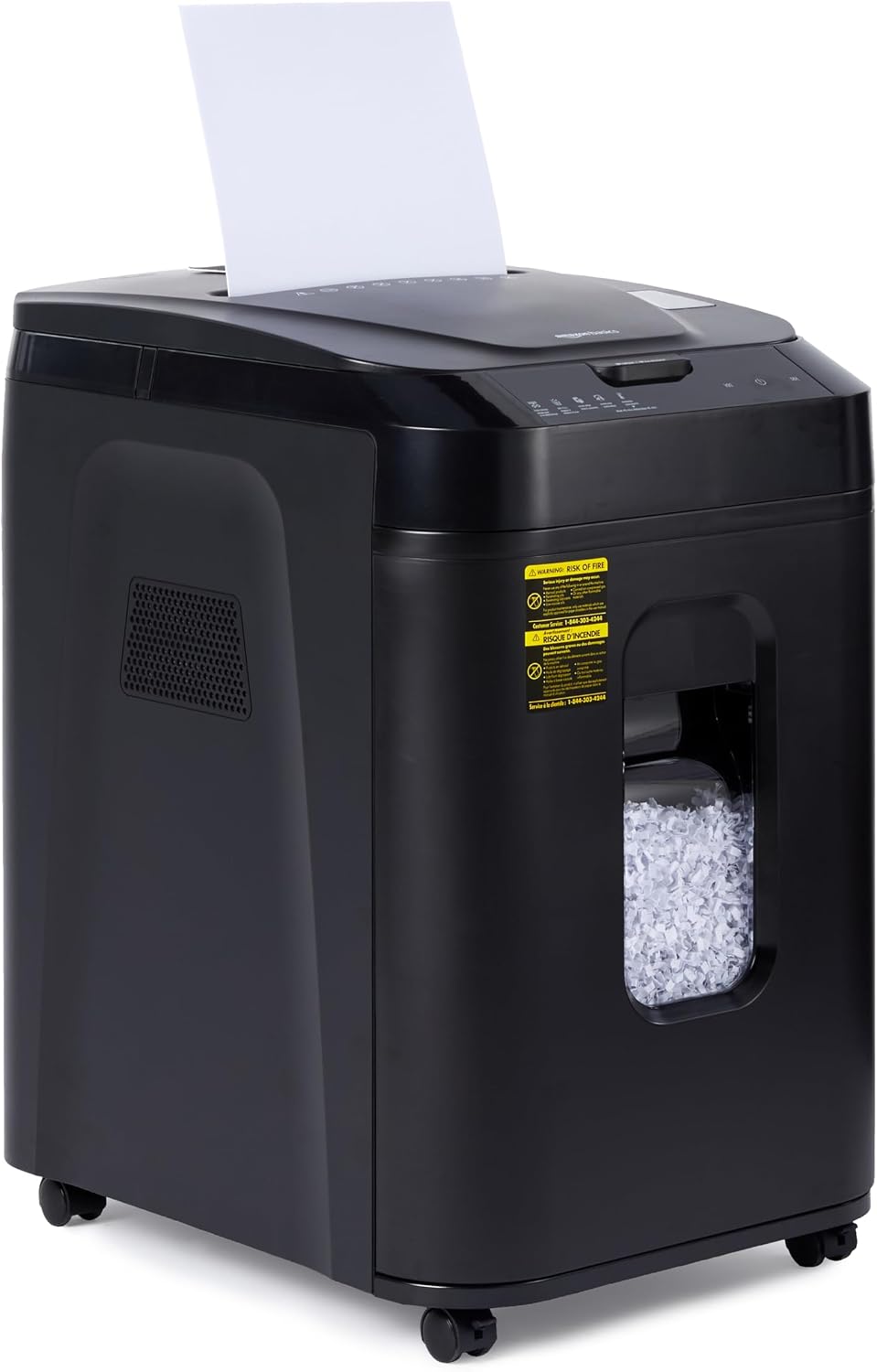 Amazon Basics 150-Sheet Autofeed Micro-Cut Paper and Credit Card Shredder, High Security Level P-4 with 8.5-Gallon Bin, 60-Minute Continuous Run Time, Black