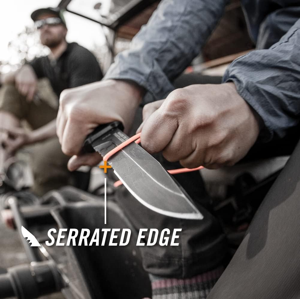 Gerber Gear StrongArm - Fixed Blade, Full Tang Knife - Camping Knife with Multiple Carry Options - Made in USA - Black, Serrated Edge