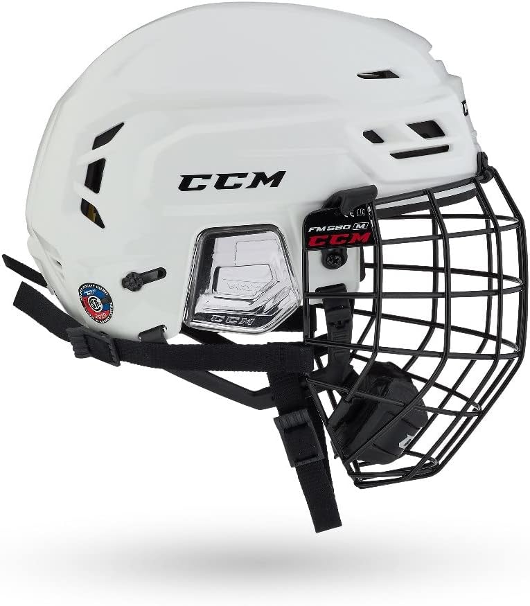CCM Tacks 210 Hockey Helmet Combo with Cage (White, Small)