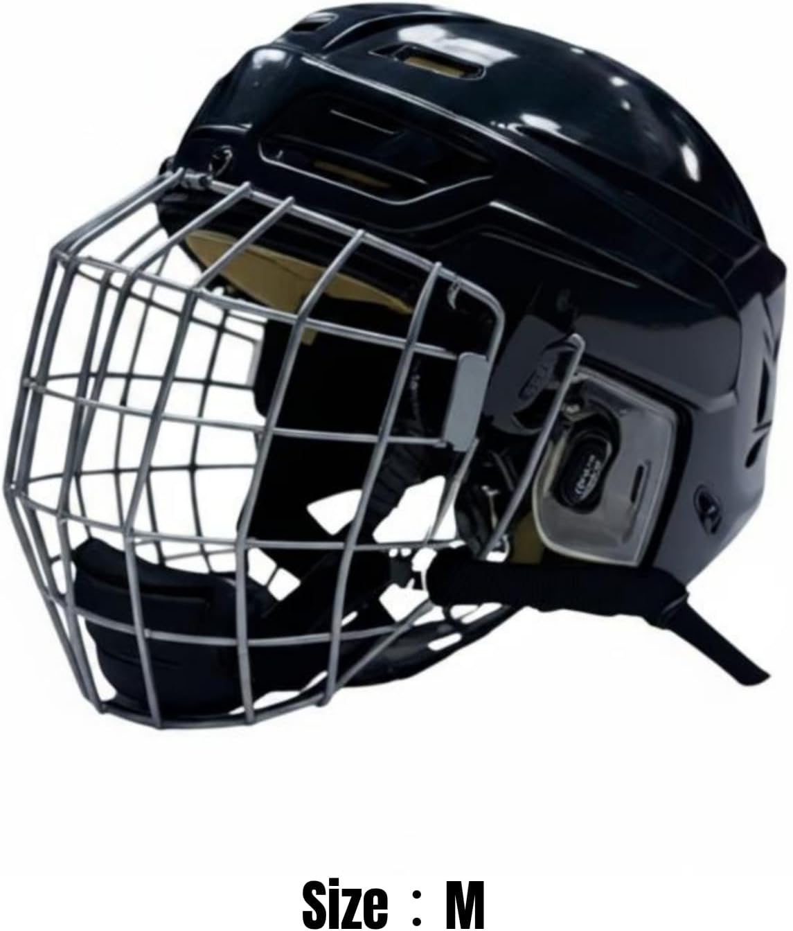 Ice Hockey Helmet with Cage Sports Helmet Hockey Headgear Face Cage Rigid PP Shell with Cushioned EVA Interior Glossy Finish and Vent Openings Suitable for Practice Training Matches