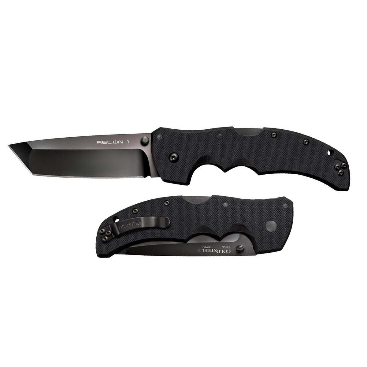 COLD STEEL Recon 1 4" S35VN Razor-Sharp Blade 5.375" G-10 Handle Tactical Folding Knife w/Tri-Ad Lock, Ambidextrous Pocket/Belt Clip