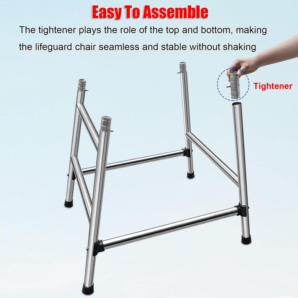 Stainless Steel Lifeguard Chair for Pool high Elevated Referee Stand Heavy Duty Non Slip seat Platform for Backyard Outdoor Swimming Safety(120cm/3.94ft Tall)