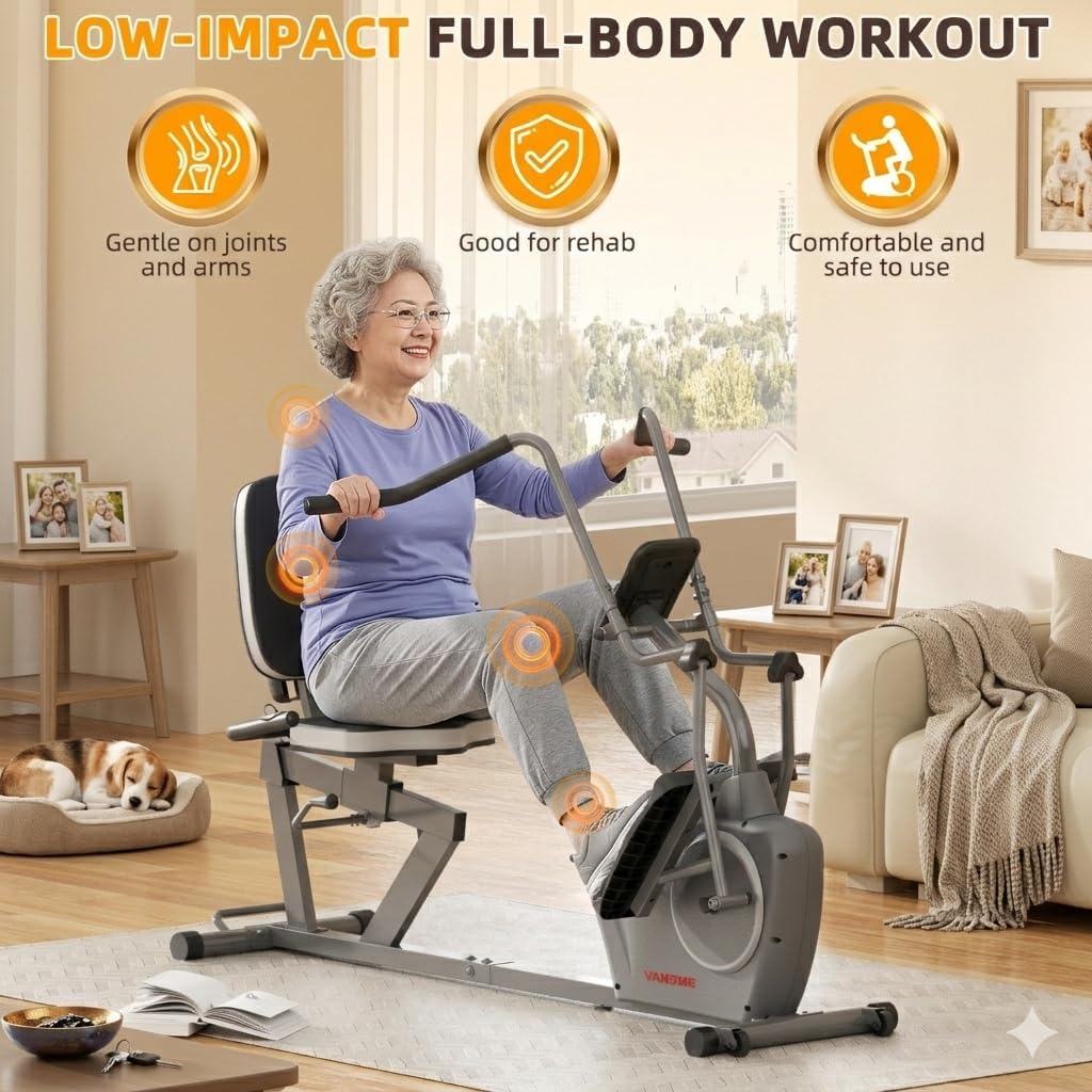 VANSWE Recumbent Elliptical Cross Trainer with Arm Exerciser