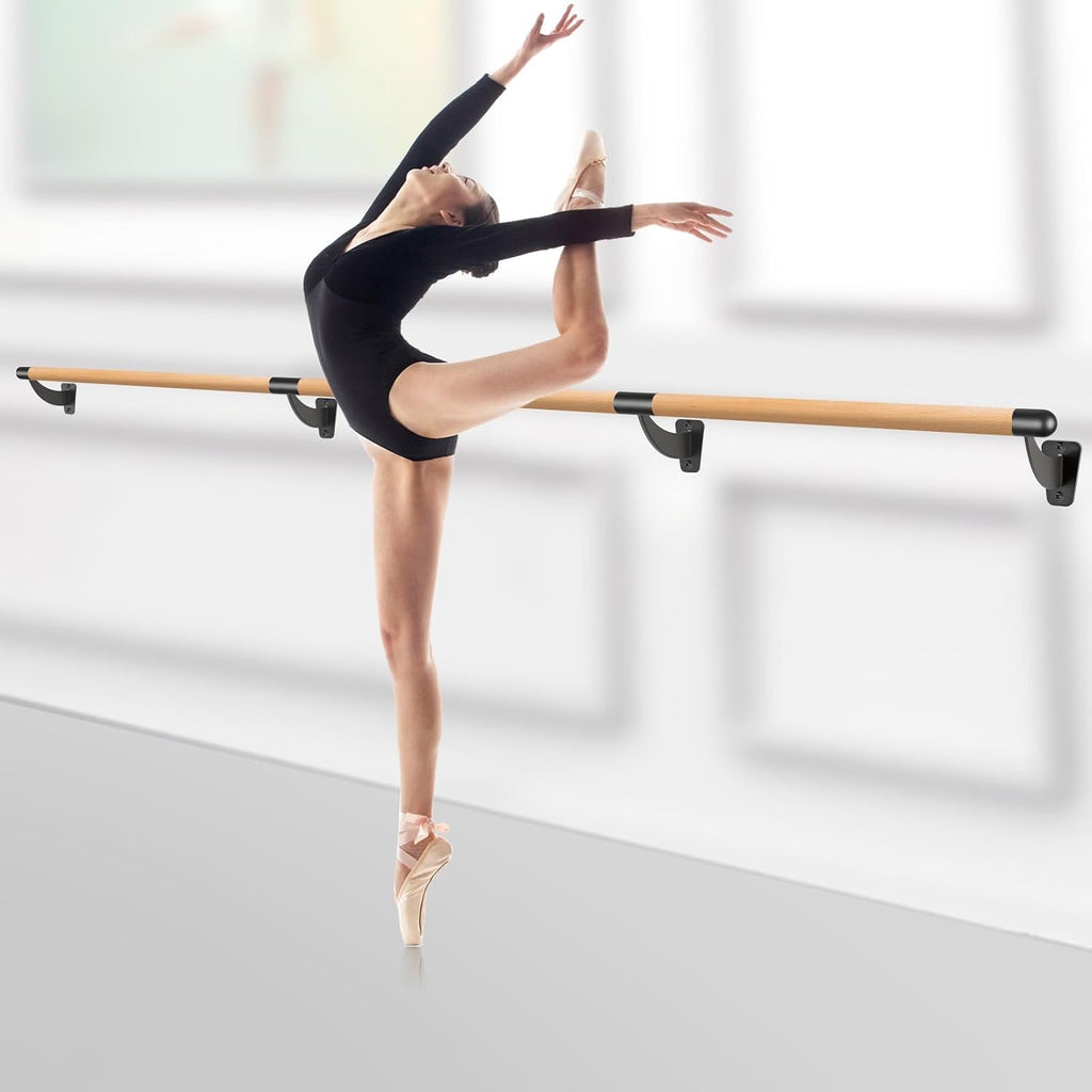 SELEWARE 4-12 FT Wood Ballet Barre Wall Mount Ballet Bar Dance Bar for Home