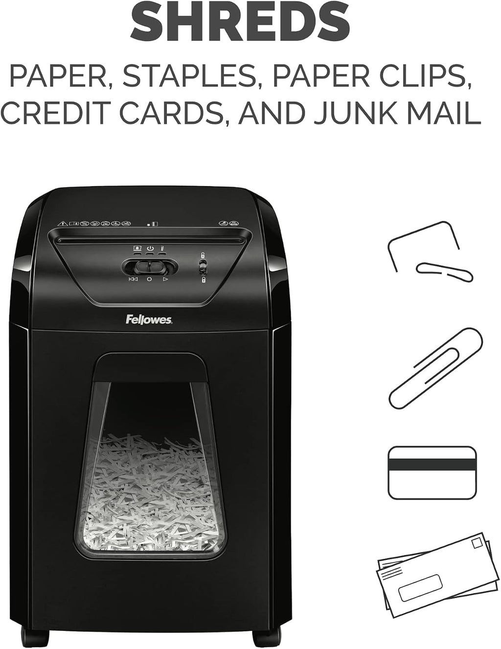 Fellowes Powershred 12 Sheet Cross-Cut Paper Home Office Paper Shredder, 19.50" H x 9.69" W x 13.44" D