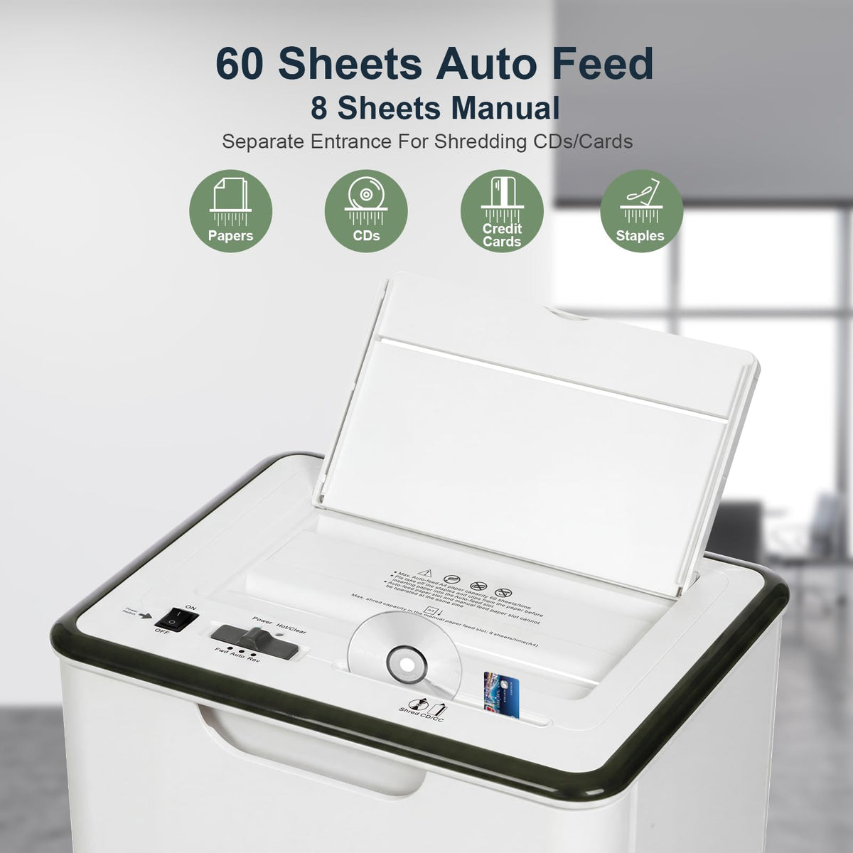 Wingwise 60 Sheets Auto Feed Paper Shredder for Home Office