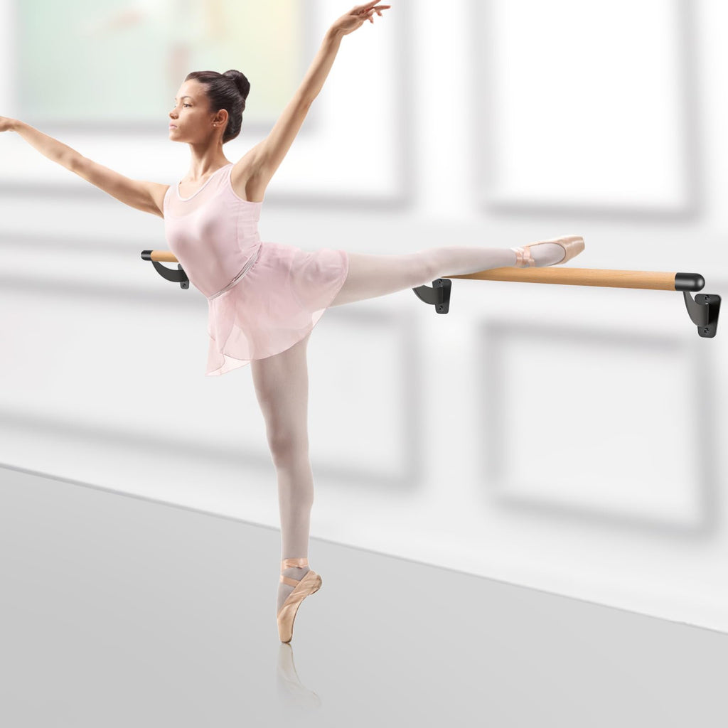 SELEWARE 4-12 FT Wood Ballet Barre Wall Mount Ballet Bar Dance Bar for Home