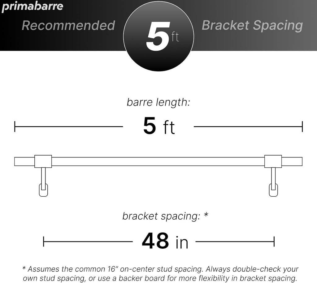 Wall-Mounted Ballet Barre - Metal - for Home Dance, Exercise, Fitness, Stretching - Made in USA