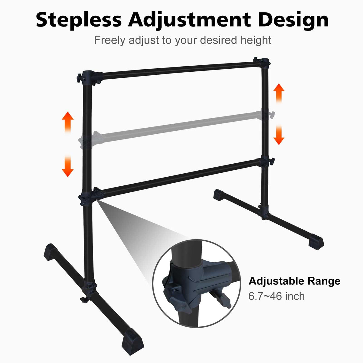 4FT/6FT Height Adjustable Double Ballet Barre, Freestanding Portable Stretching Dance Bar for Home, Heavy Duty Exercise Equipment for Kids & Adults with Anti-Slip Rubber Pads