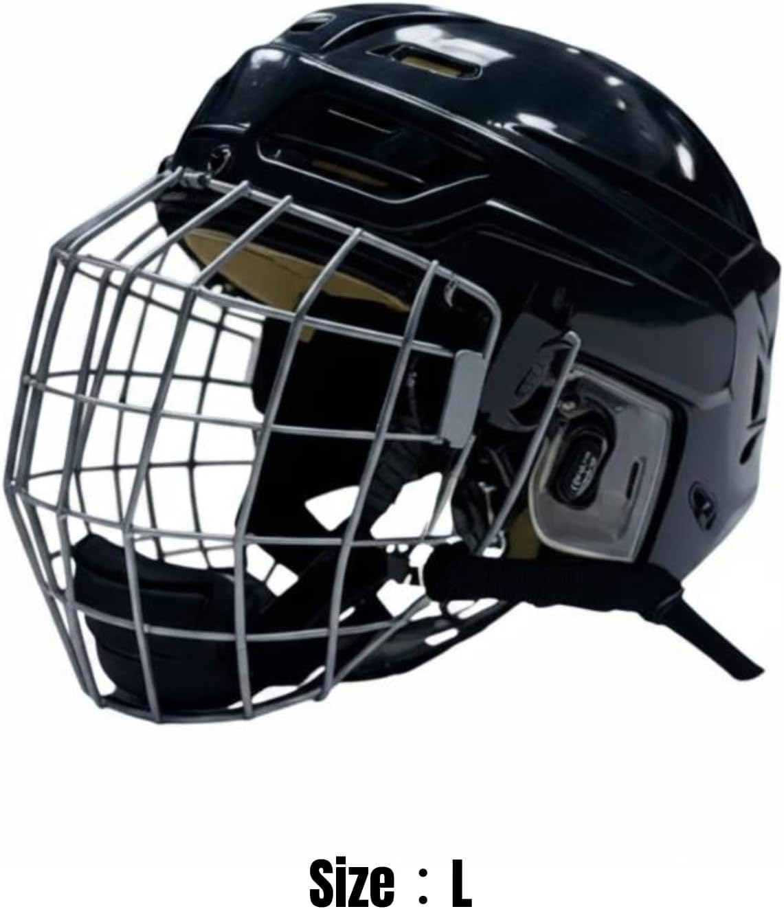 YIJU Ice Hockey Helmet with Face Cage Headgear Rigid PP Case and Cushioned EVA Liner with Steel Cage and Ear Covers Secure Adjustable Strap and Openings Suitable for Training Game