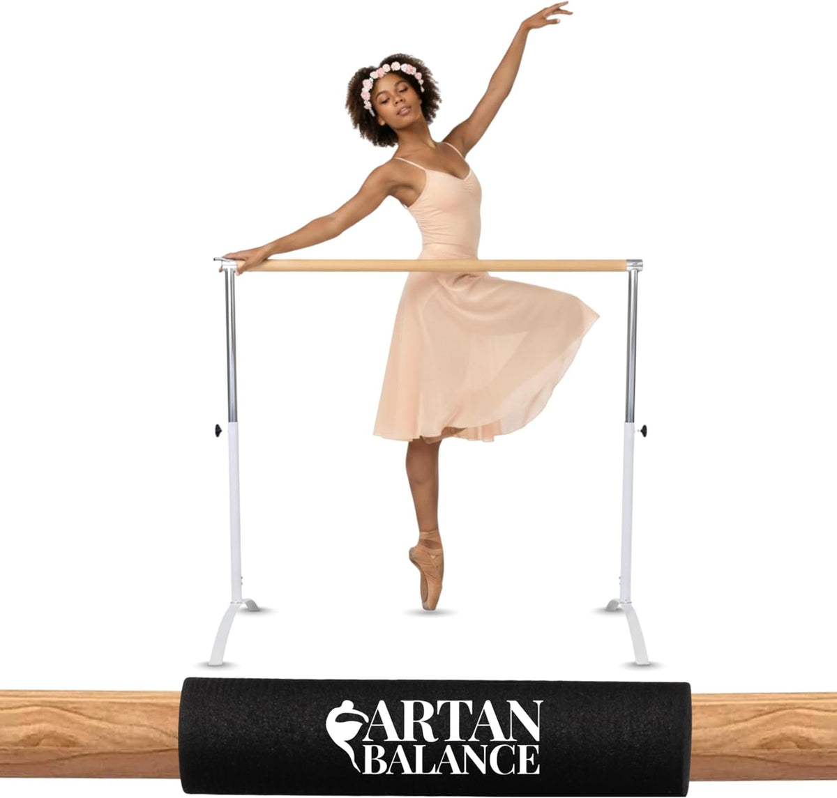 Ballet Barre Portable for Home or Studio, Freestanding Adjustable Bar for Stretch, Balance, Pilates, Dance or Active Workouts, Single or Double Bar, Kids and Adults