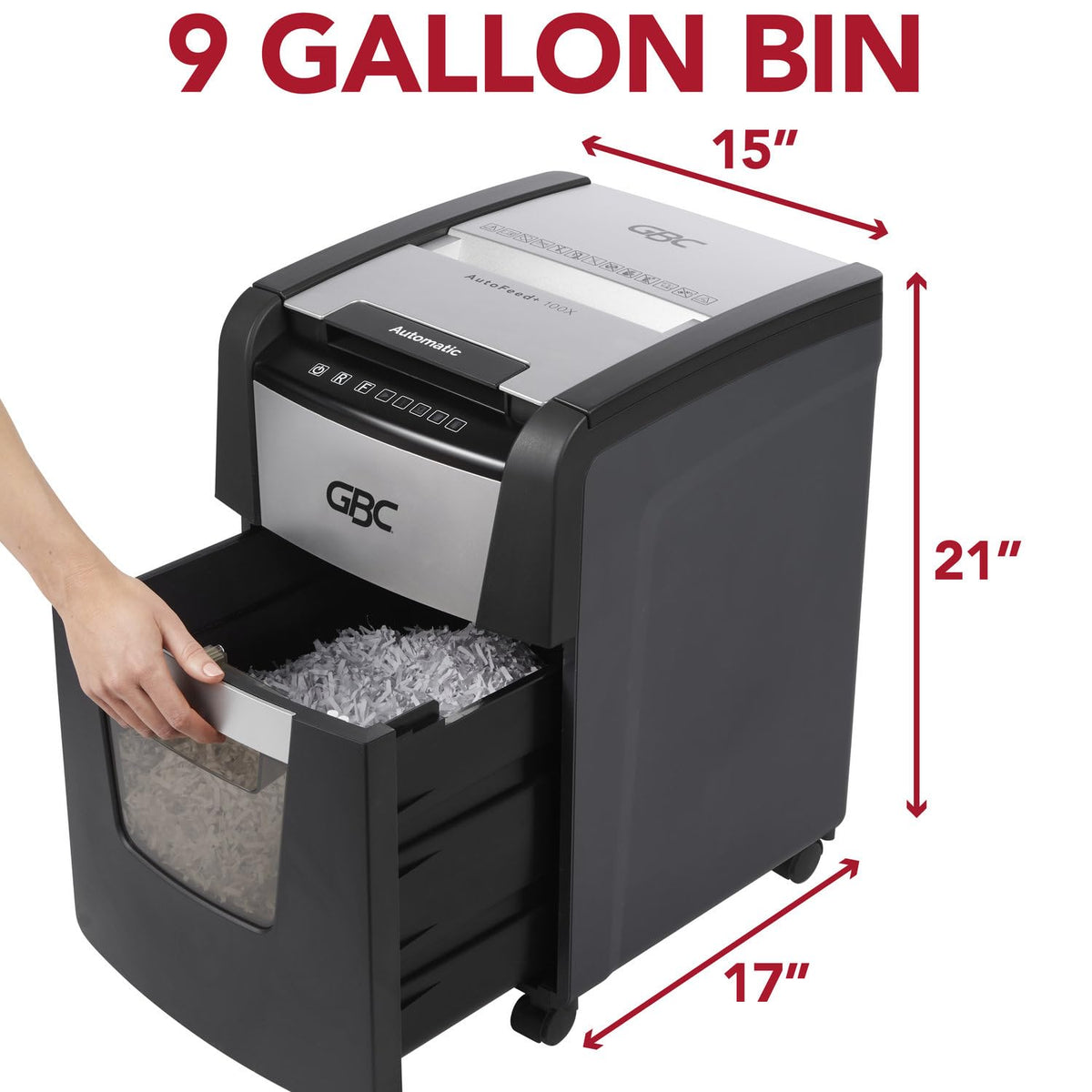 GBC Paper Shredder, Auto Feed+, 300 Sheet Capacity, Super Cross-Cut, Office Shredder, 300X (WSM1757608)