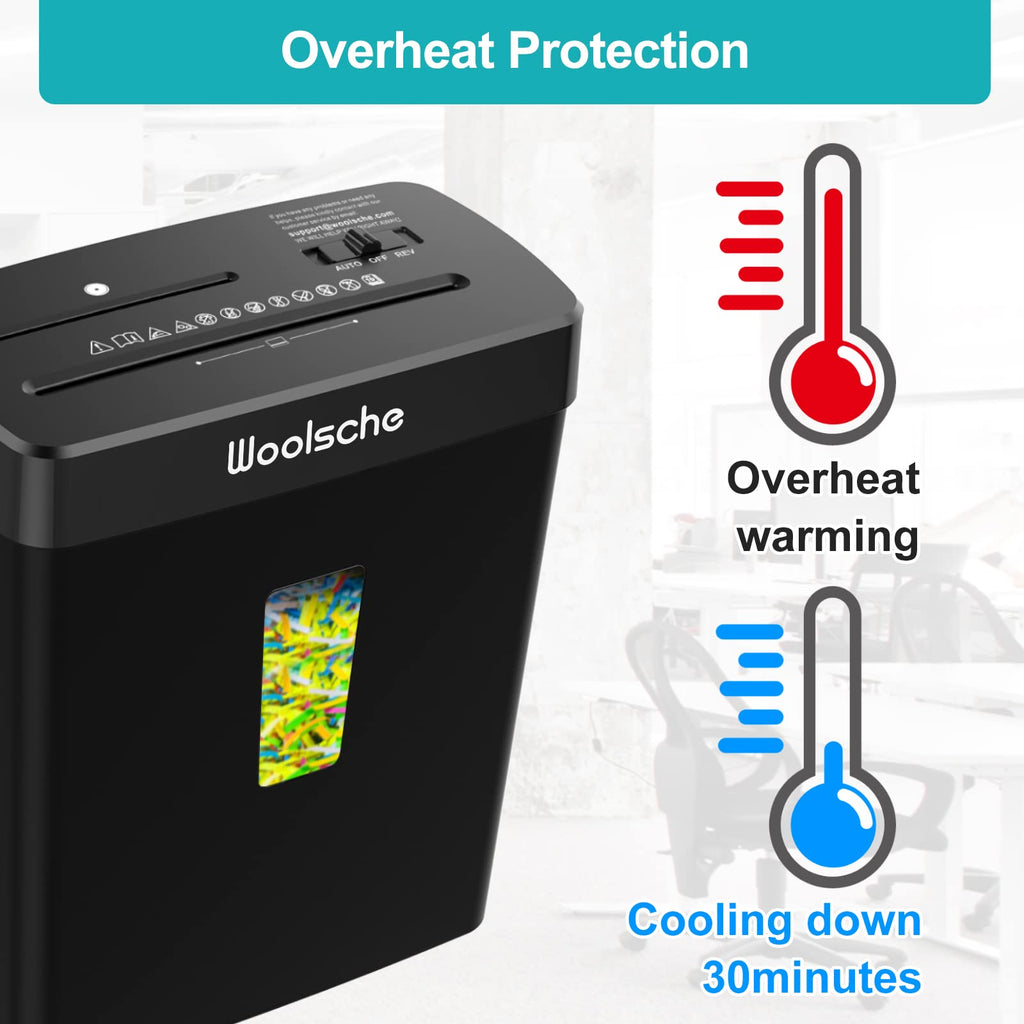 Woolsche Paper Shredder, 18-Sheet Cross Cut with 5.28-Gallon Pull Out Bin, P-4 Security Level, Shred Paper and Credit Card and CD, Durable&Fast with Auto Jam Proof System Shredder for Office