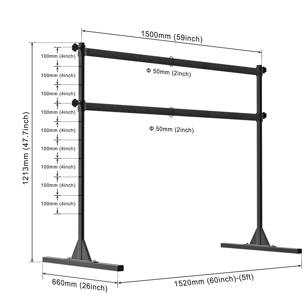 SELEWARE Height Adjustable Ballet Barre Freestanding Ballet Bar, 4/5/6 FT