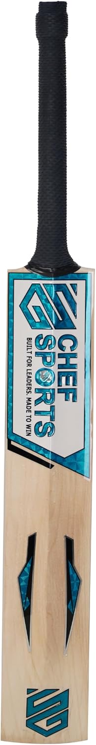 Chef Sports Action Kashmir Willow Cricket Bat Grade 1 | Premium Grade 1 Kashmir Willow | Thick Edges & Big Sweet Spot for Powerful Stroke Play | Balanced Weight for Control & Timing | Season Ball Bat