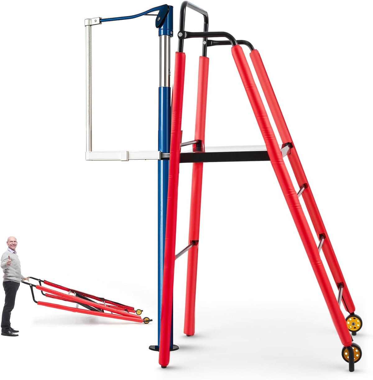 Leinuosen Volleyball Referee Stand with Protective Padding and Wheels 7 x 4 x 2.5 ft Fodable Referee Stand for Compact Storage and Easy Transport