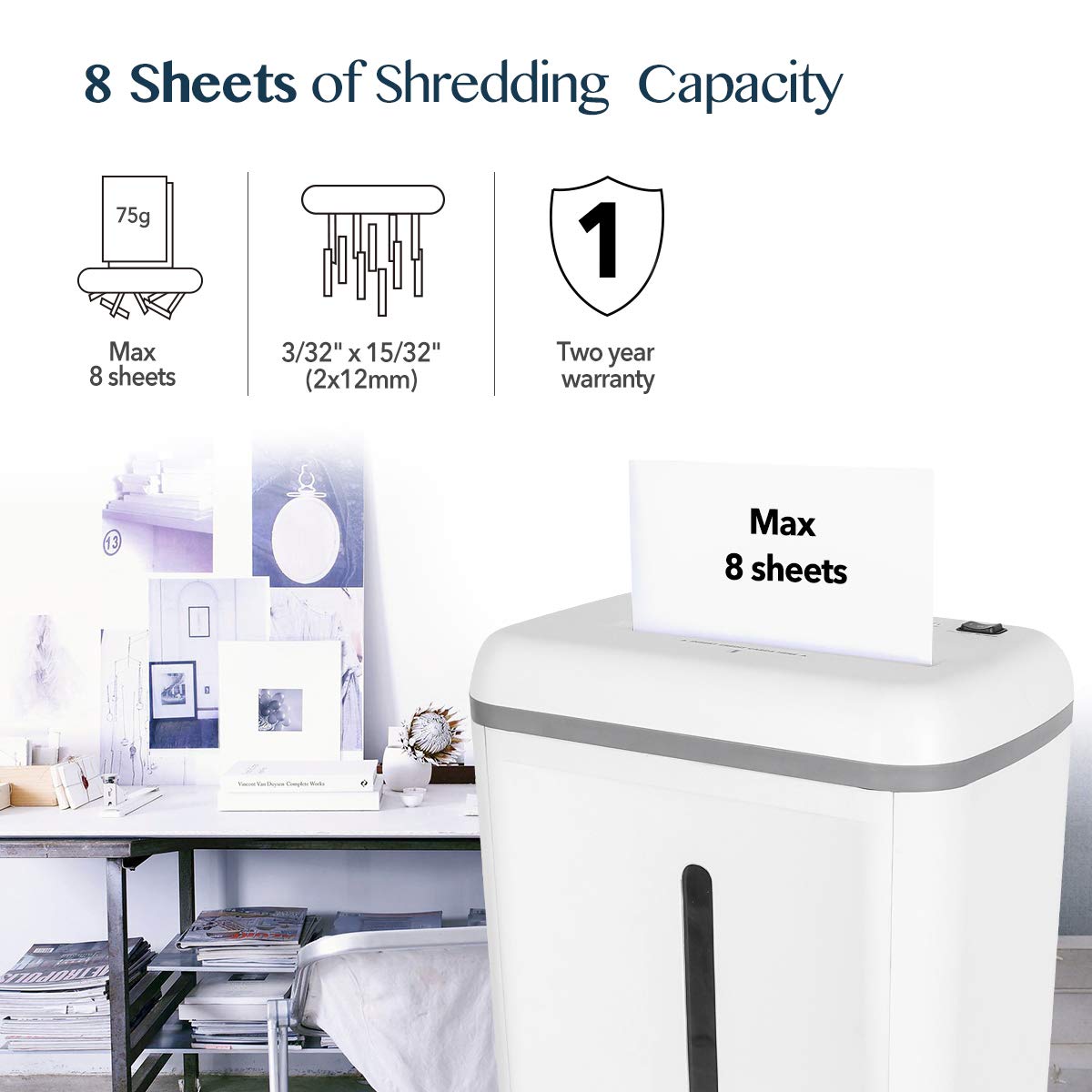 WOLVERINE SD9112 P5 Micro Cut Paper Shredder,10 Sheet,60Min,6 Gal, White