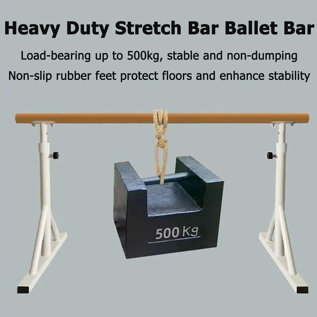Freestanding Ballet Barre Portable, 7 Height Adjustable Solid Wood Dance Bar, 31.5-47.2in, Heavy Duty Stretching Bar for Kids Adults Home Studio Ballet Pilates Yoga Training
