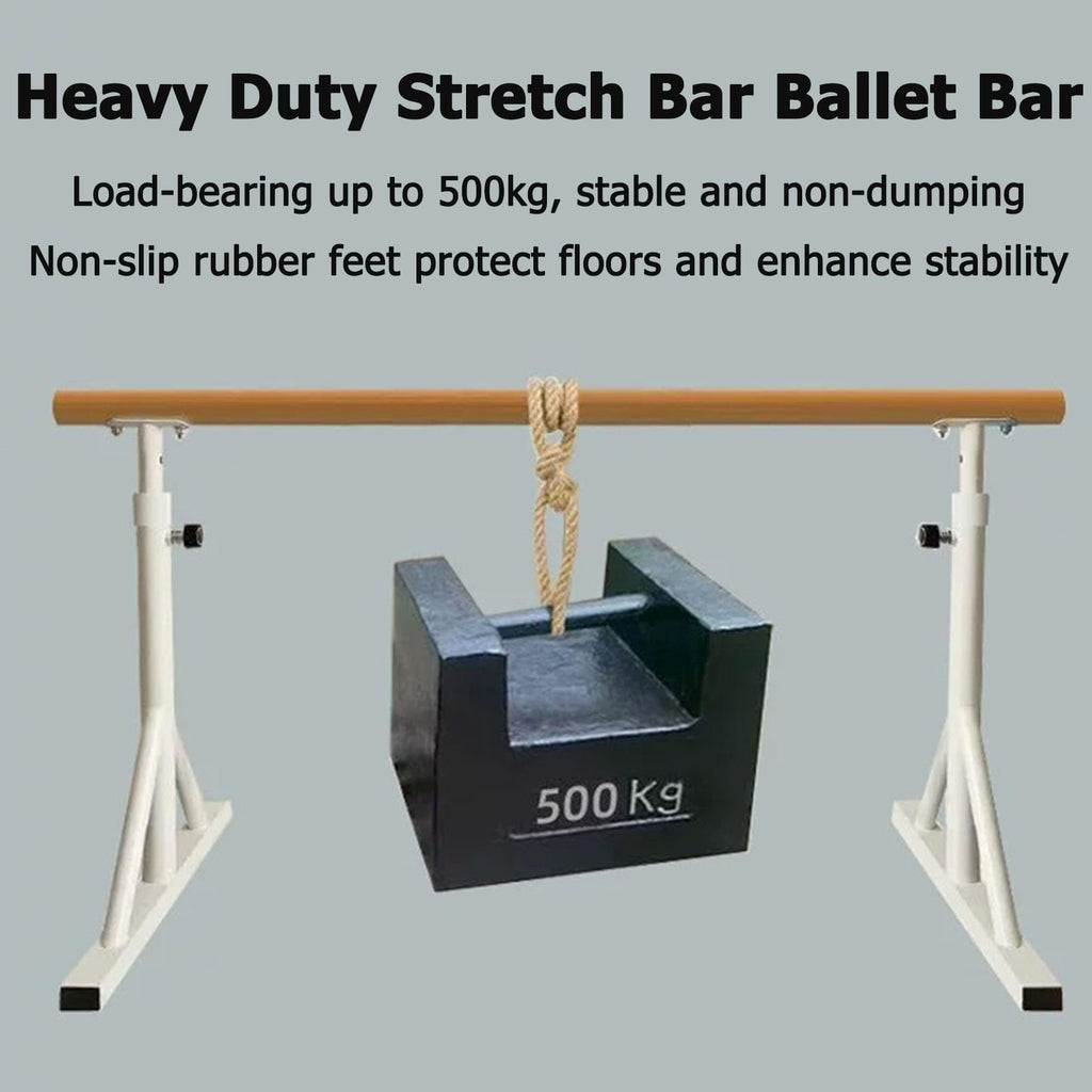 Freestanding Ballet Barre Portable, 7 Height Adjustable Solid Wood Dance Bar, 31.5-47.2in, Heavy Duty Stretching Bar for Kids Adults Home Studio Ballet Pilates Yoga Training