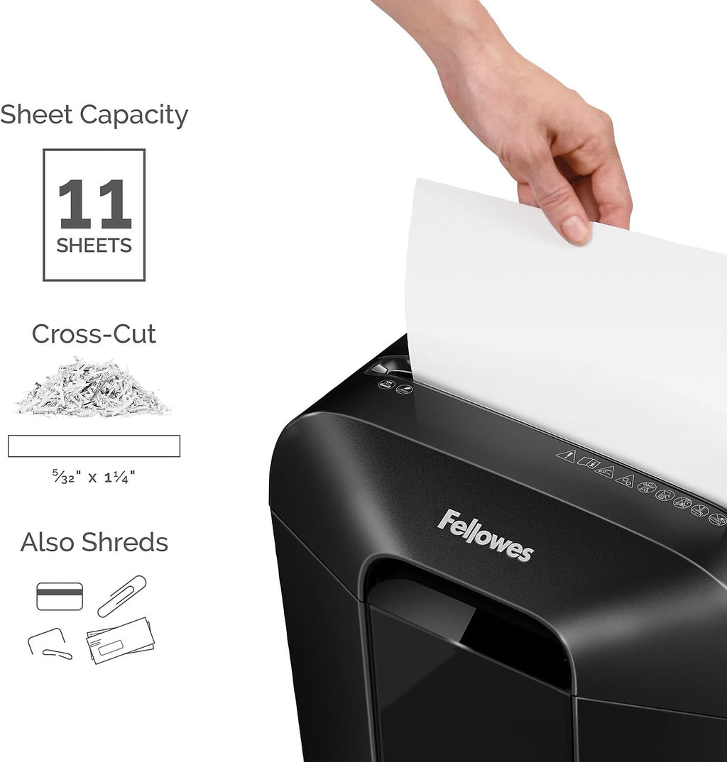 Fellowes Powershred LX70-DB 11 Sheet Cross-Cut Household Paper Shredder for Home Office