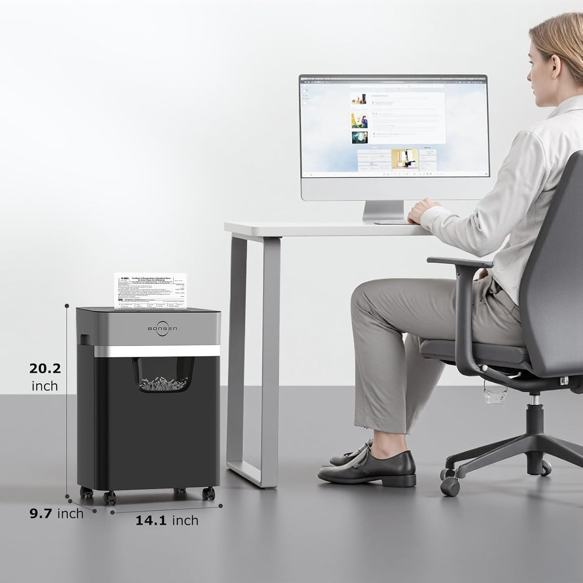 BONSEN 14-Sheet Cross Cut Heavy Duty Paper Shredder for Home Office