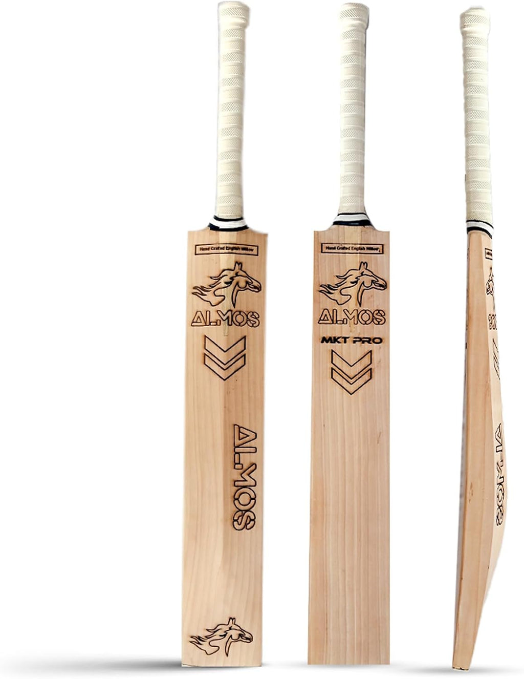 Almos Sports English Willow Cricket Bat â Players Reserve Grade 1, Lightweight 2.6 lb, Long Handle, 12 Grain Hard Hitting Bat for Adults