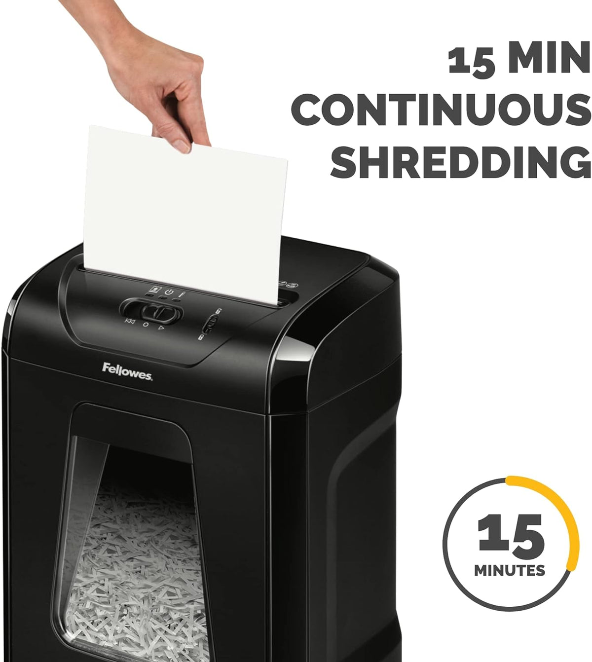 Fellowes Powershred 12 Sheet Cross-Cut Paper Home Office Paper Shredder, 19.50" H x 9.69" W x 13.44" D