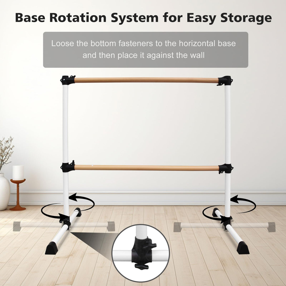 4FT/6FT Height Adjustable Double Ballet Barre, Freestanding Portable Stretching Dance Bar for Home, Heavy Duty Exercise Equipment for Kids & Adults with Anti-Slip Rubber Pads