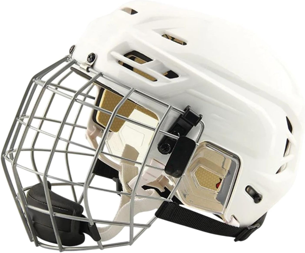 Hockey Helmet with Facemask Roller Skating Helmet Ice Skate Helmet Speed Skate Helmet Sturdy Polyethylene Shell with Iron Mesh Breathable Padding