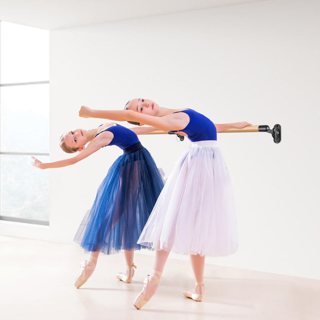 Kipika Wall Mounted Traditional Solid Wood Ballet Barre, Freestanding Ballet Barre, Stretch/Dance Bar for Home Workout Dance Equipment, Durable Metal Support, Height Adjustment