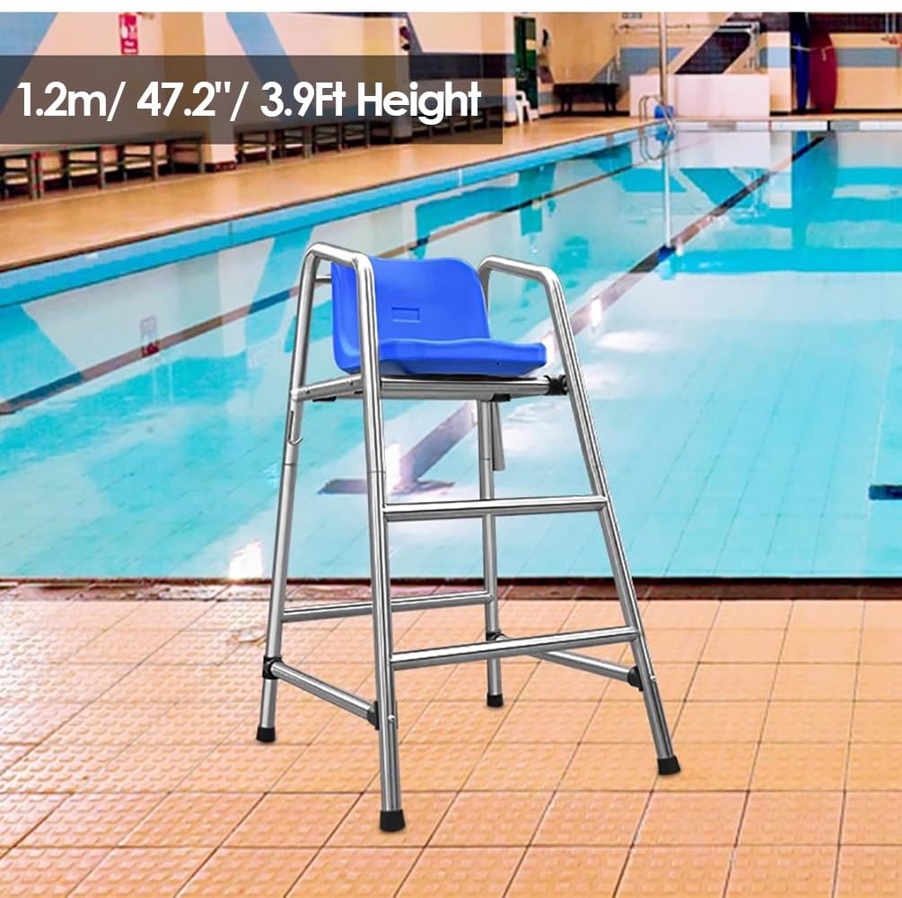 Tennis Volleyball Referee Chair Stand, 120 150 180 cm High Stainless Steel Lifeguard Chair for Pools Patio Lake Beach, Outdoor Extra Tall Life Guard Deck Chairs/Bar Stool w/Comfortable Seat(180cm/71in